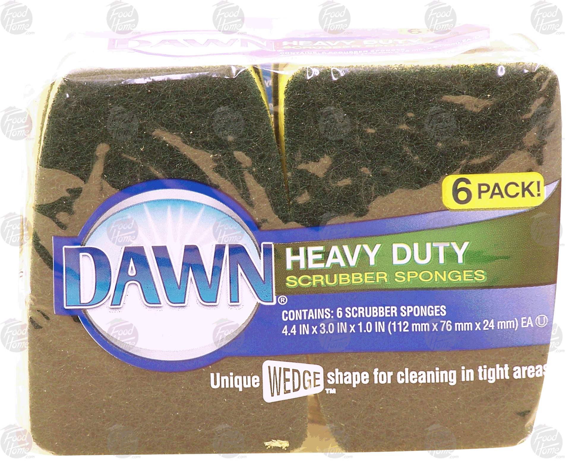 Dawn  heavy duty scrubber sponges, unique wedge shape for cleaning in tight areas Full-Size Picture